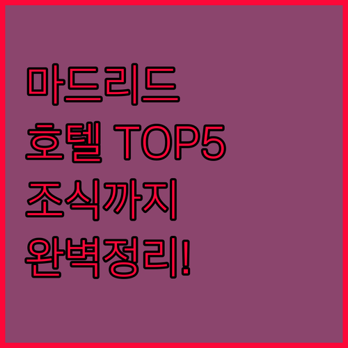 스페인 마드리드 호텔 추천 TOP 5..