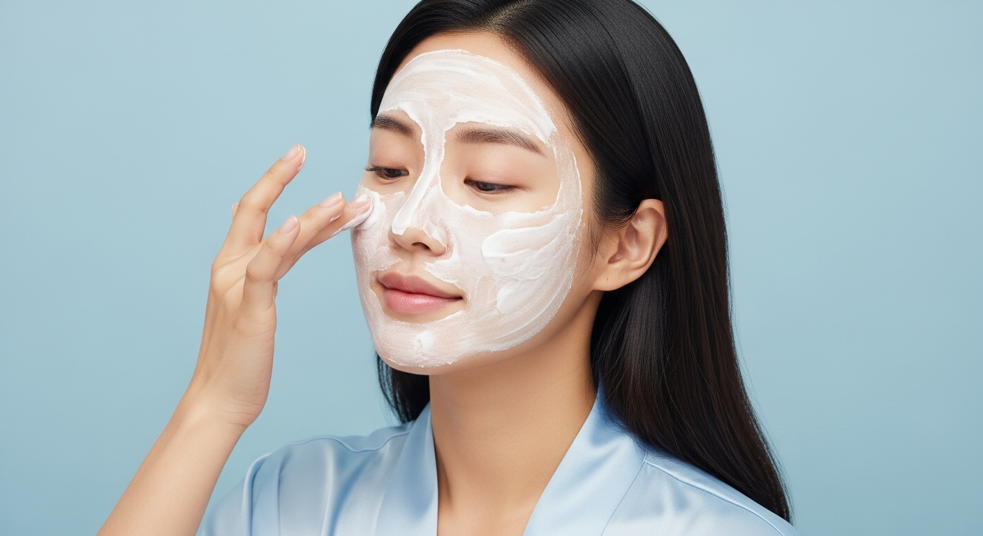 크림팩을 바르는 여성