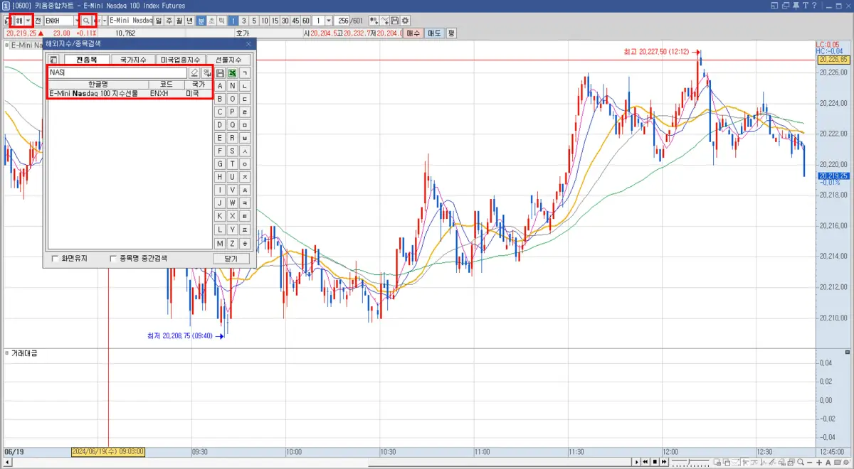 나스닥 선물 지수 관심종목 추가 (1)
