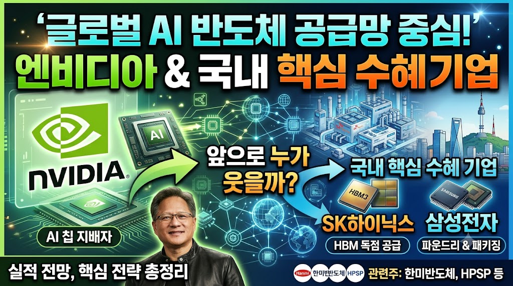 엔비디아 AI 반도체 칩셋과 대한민국 주요 반도체 기업 연관성 구조도