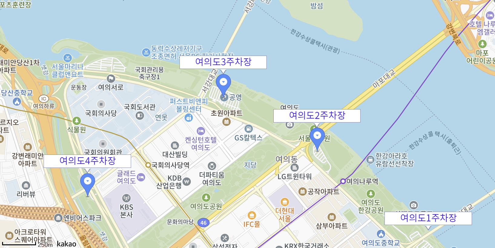 여의도 한강공원 주차장 위치 사진