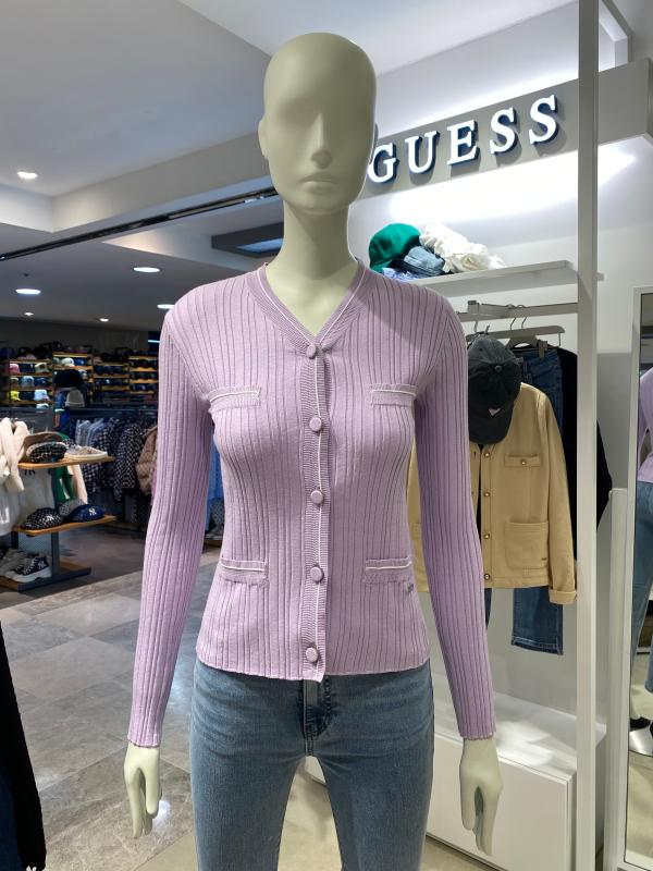 게스 온라인정상 여성 라인 배색 포켓 가디건 om1s4712