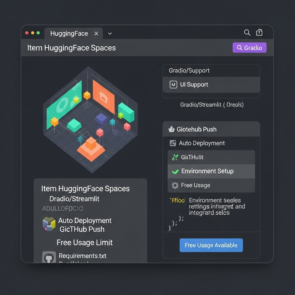 HuggingFace Spaces: 웹 UI로 즉시 배포 가능