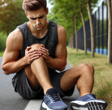 러닝을 하고 무릎을 다친 남자