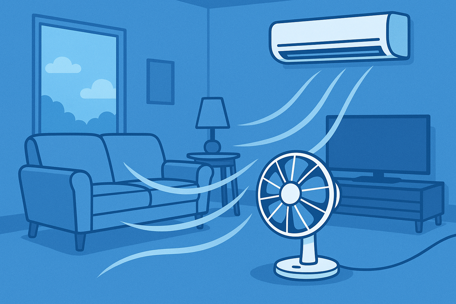 비 오는 날 창문 열어 환기시키는 장면