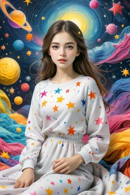 소녀가-내복을-입고-있습니다.