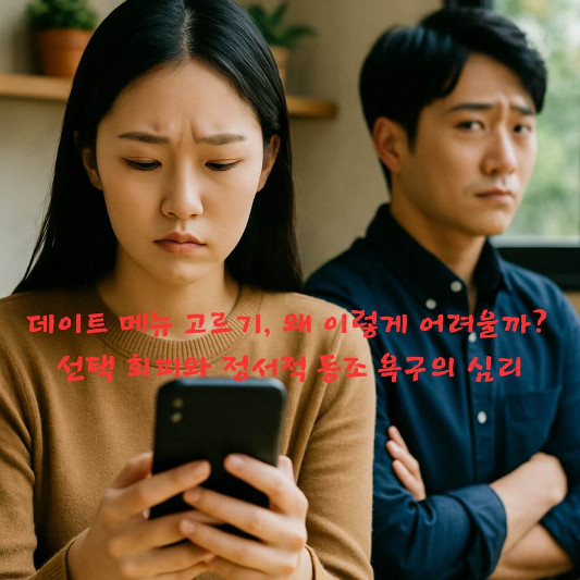 데이트심리, 메뉴고르기, 선택회피, 커플심리, 연애심리학, 정서동조, 
감정조율, 연애갈등, 행동심리학, 관계소통