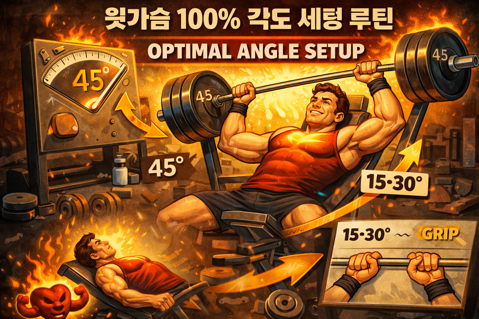 적용 방법: 윗가슴 100% 각도 세팅 루틴