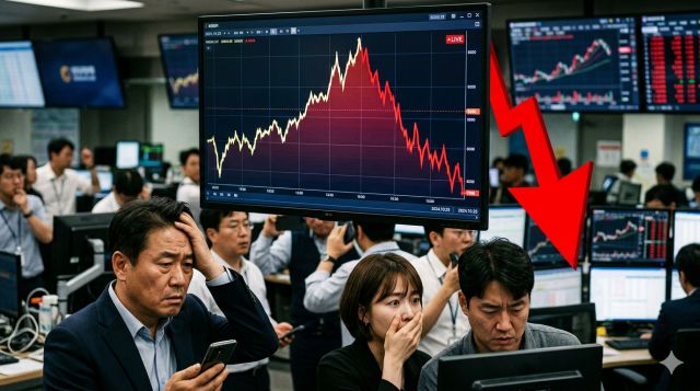 코스피 8000 돌파 후 하루 만에 급락하며 사이드카가 발동된 국내 증시 상황 이미지
