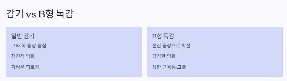 감기 b형 독감 비교