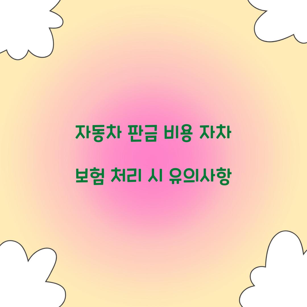 자동차 판금 비용 자차 보험 처리 시 유의사항