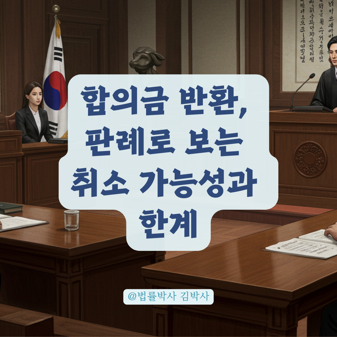 합의금 지급 후 일방적 합의 취소, 반환청구 가능한지 판례로 정리해드립니다.