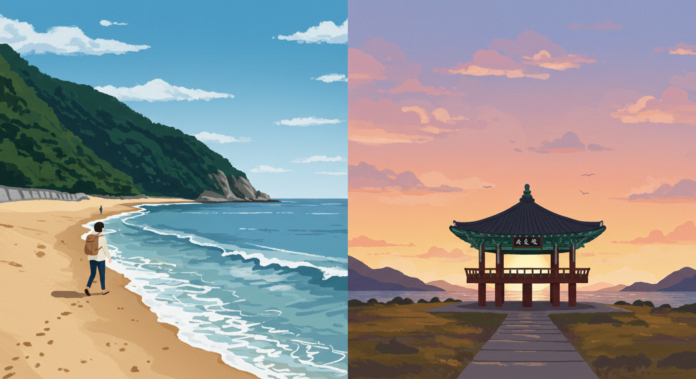 속초 혼자 여행 - 해변 산책과 영금정 석양