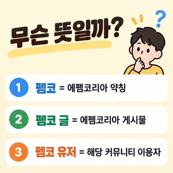 펨코 에펨코리아 펨코 글 펨코 유저의 의미를 간단히 비교한 이미지