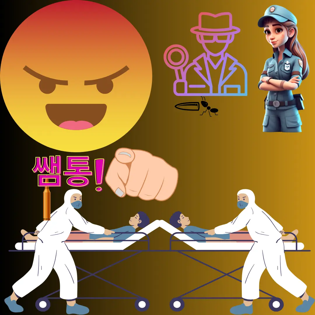 병원에 실려가는 모습을 즐겁게 보는 모습사진