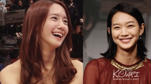 소녀시대 윤아와 신민아가 웃는 얼굴