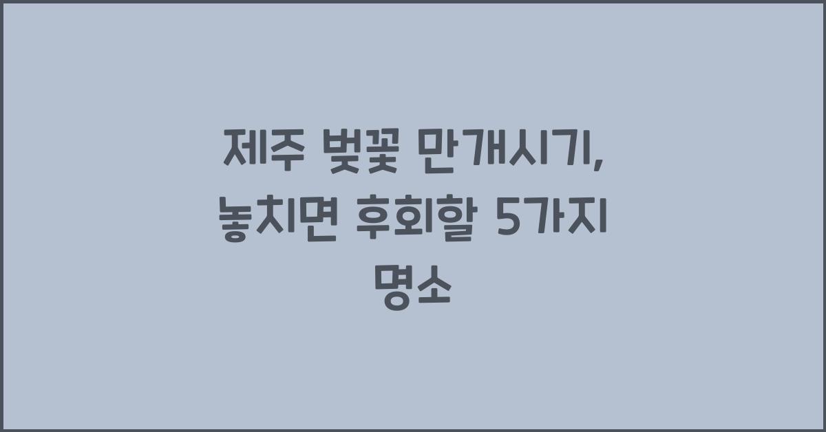 제주 벚꽃 만개시기