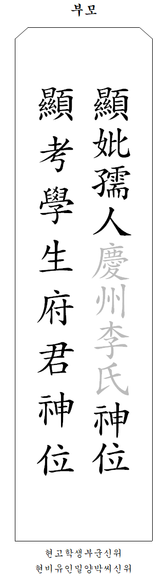 부모님 지방 양식