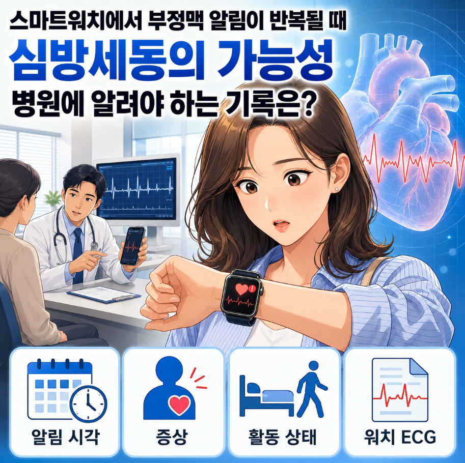 스마트워치 부정맥 알림 반복과 심방세동 가능성 및 병원에 알려야 할 기록