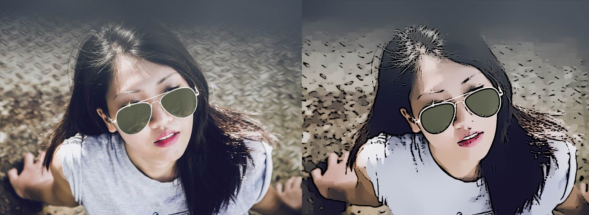 카툰[Cartoon]이펙트를 적용한 모습