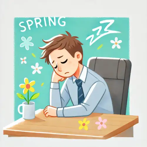 춘곤증으로 피곤해하는 성인 남성