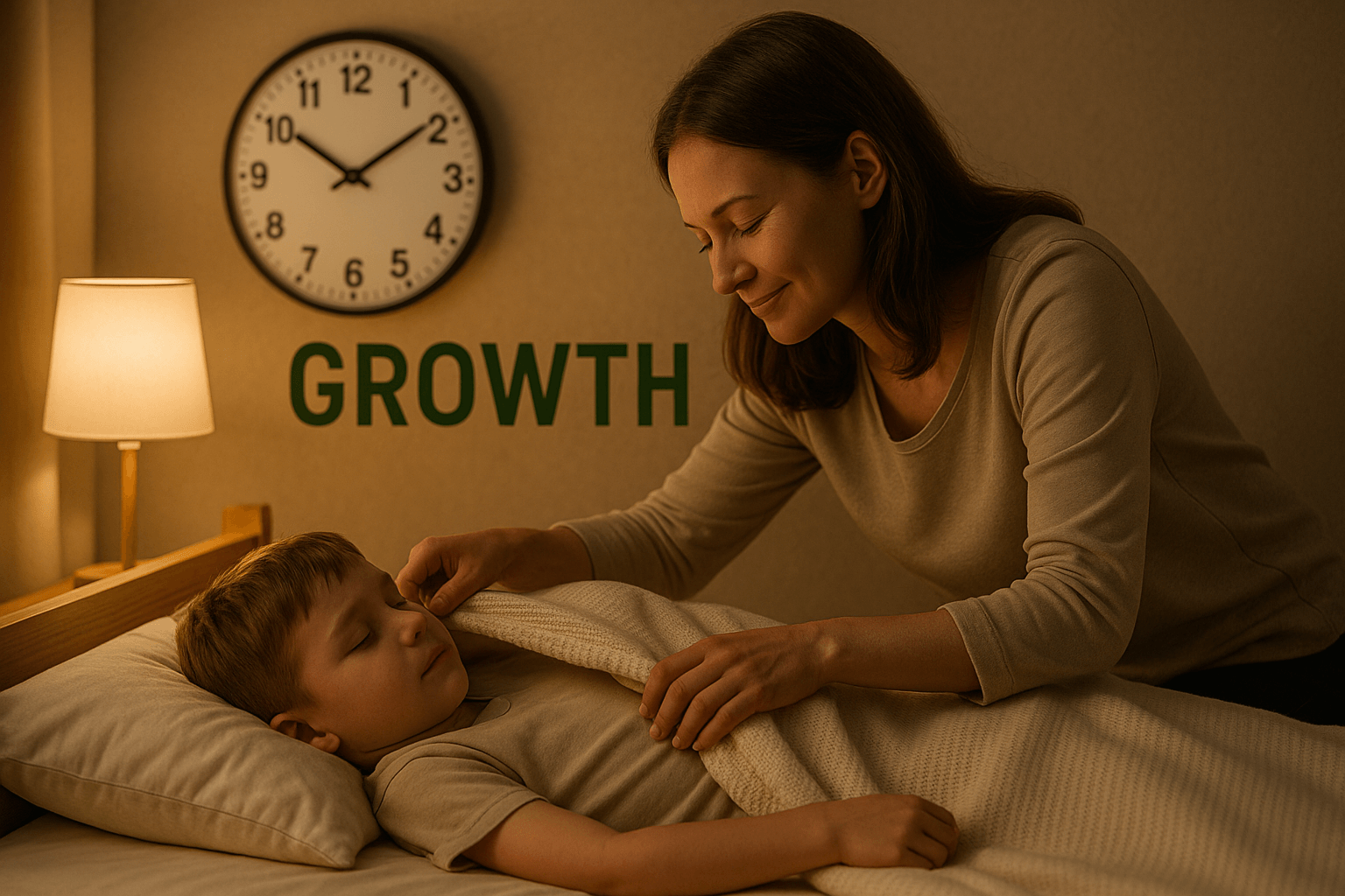 부모가 아이에게 이불을 덮어주는 따뜻한 장면(출처**자체제작)