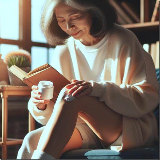 관절염이 심해 통증 해소제를 바르는 노인