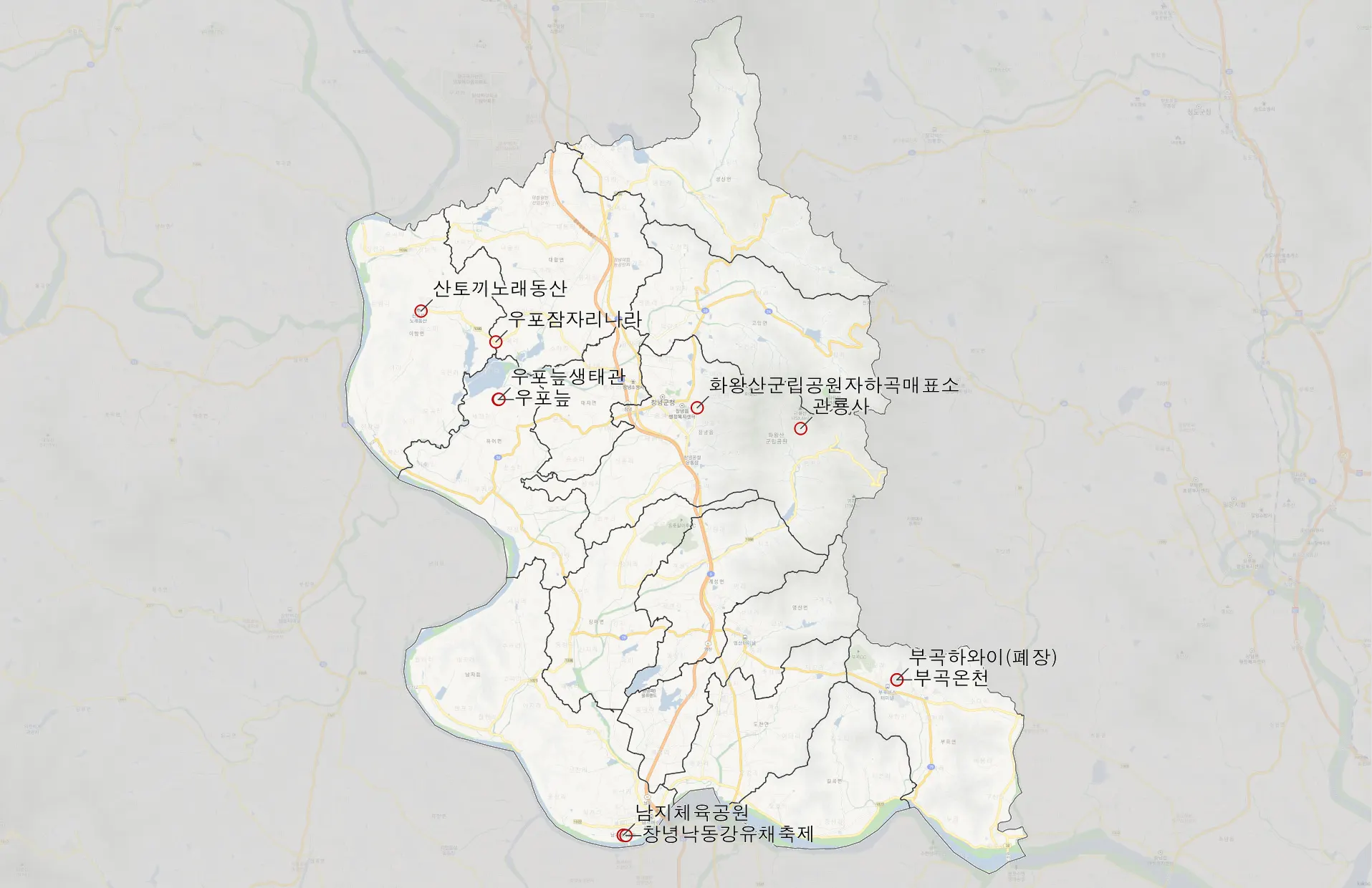 창녕 가볼만한 10곳 위치도