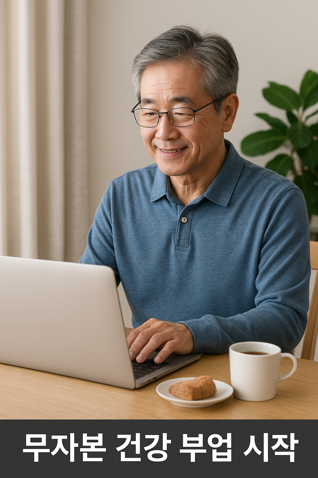 무자본 건강 부업 시작하는 중년의 밝은 모습 이미지.