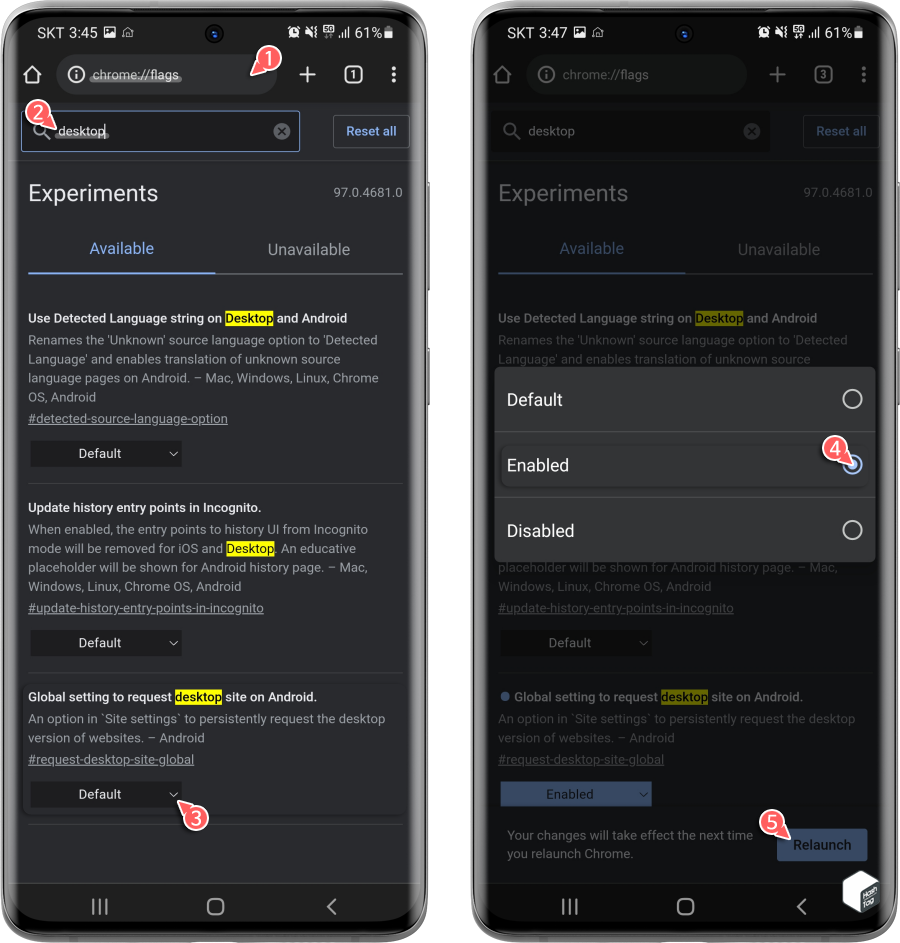 Global setting to request desktop site on Android