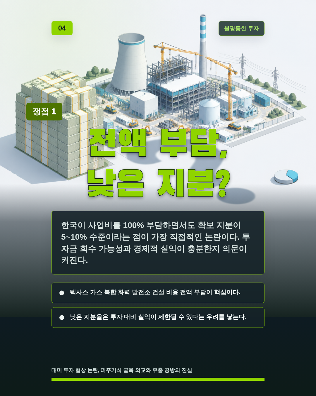 전액 부담, 낮은 지분?