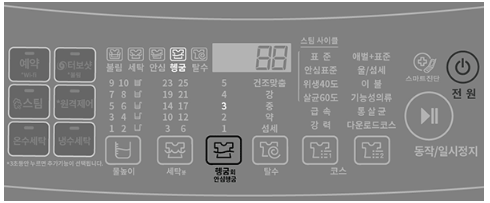 탈수] 버튼을 눌러 탈수를 제거