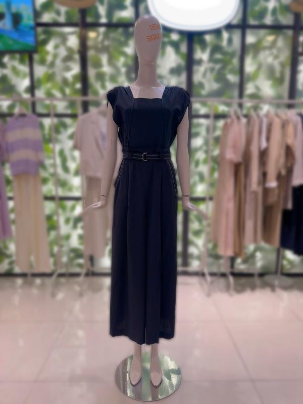 듀엘 스퀘어넥 벨티드 점프수트 PK D222MSE052