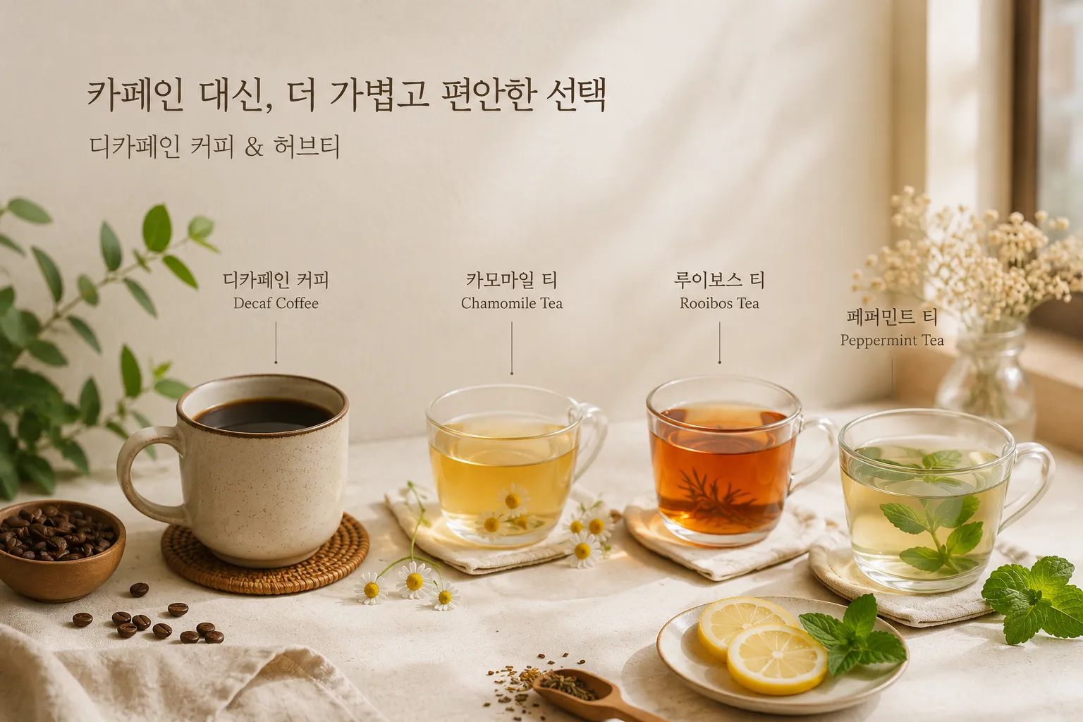 카페인 대신 선택할 수 있는 디카페인&middot;허브티