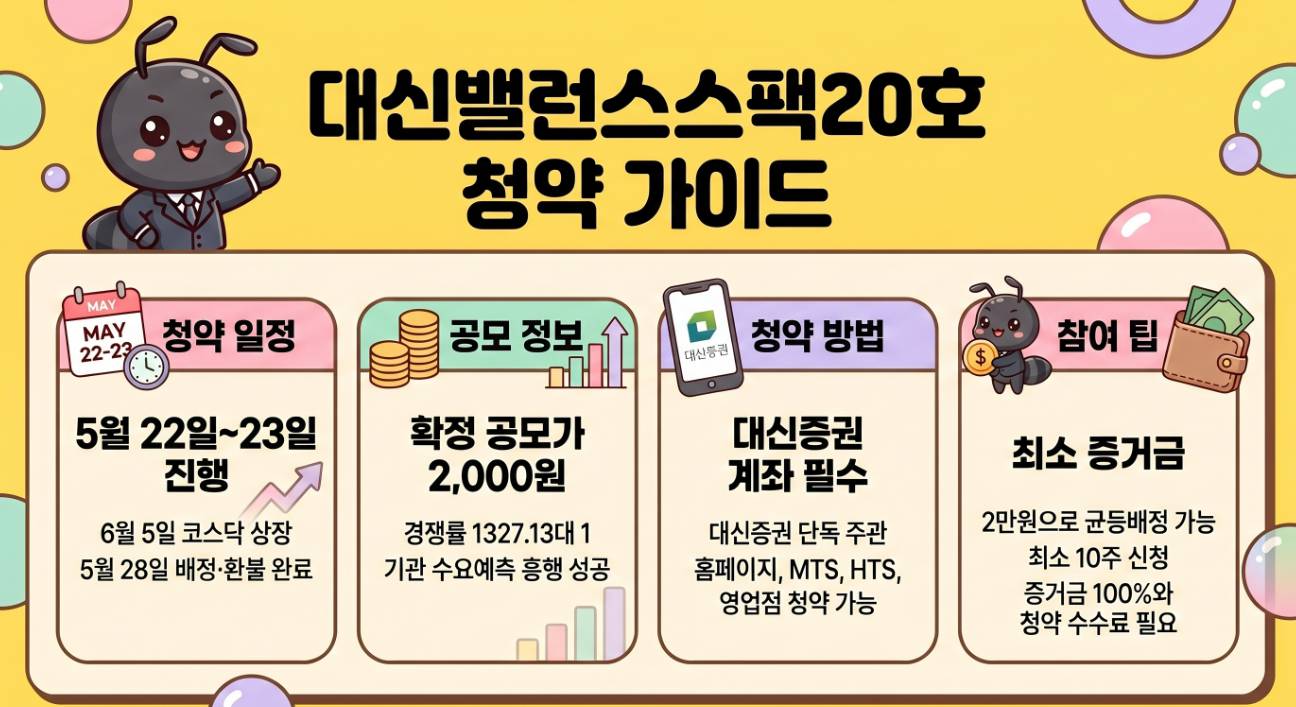 대신밸런스스팩20호 청약 일정 2026년 5월 직접 정리