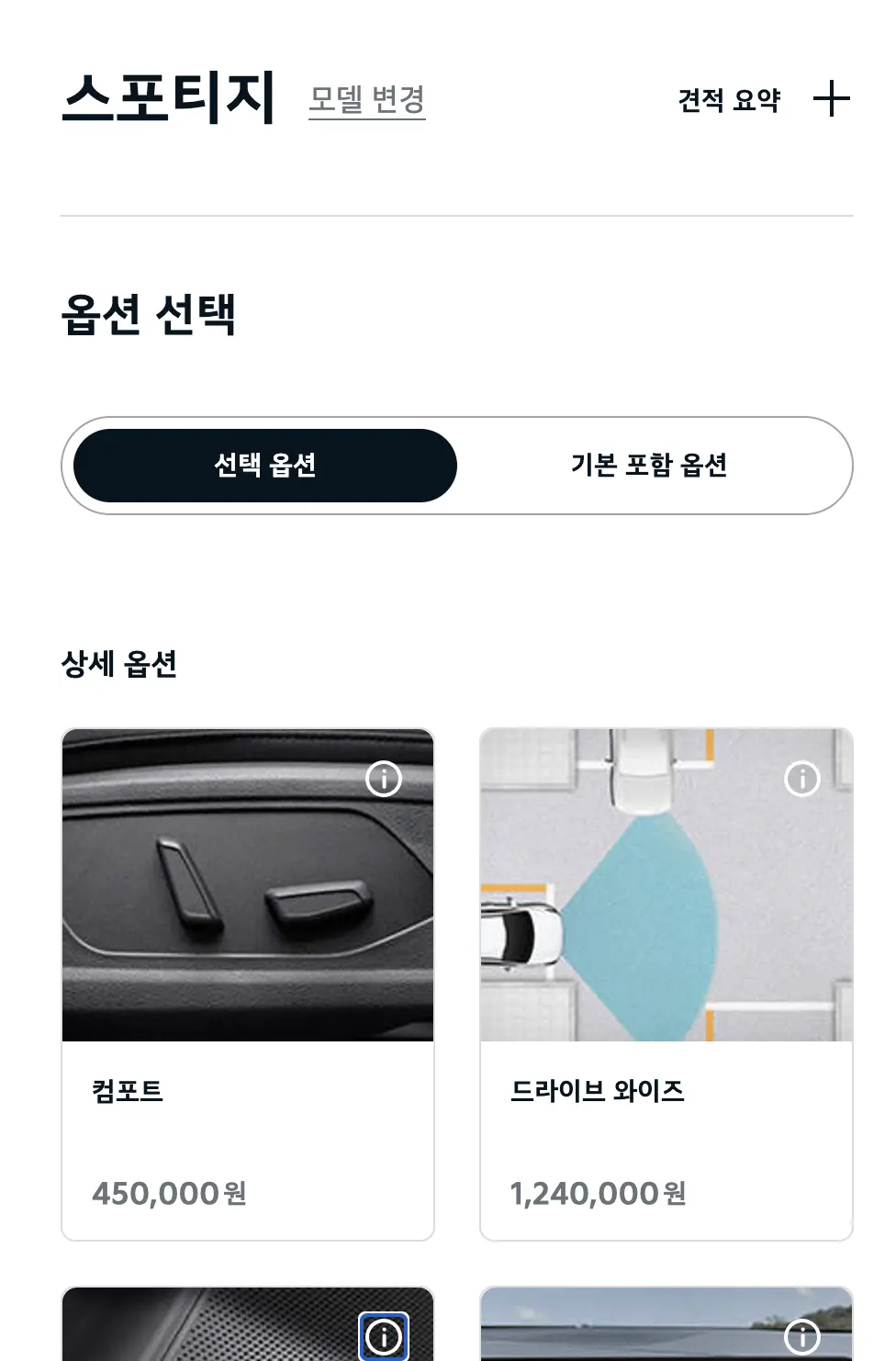 옵션 선택 화면