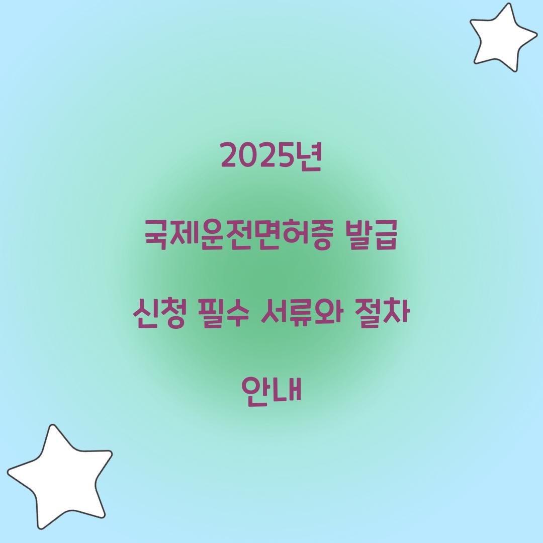 2025년 국제운전면허증 발급 신청