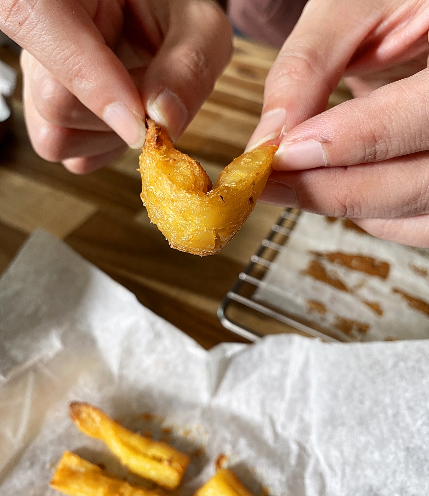 에어프라이어 고구마 말랭이 휘어보기