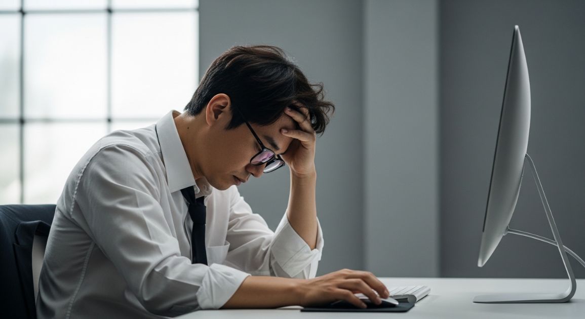 직장 스트레스로 지친 직장인의 모습 번아웃 상태