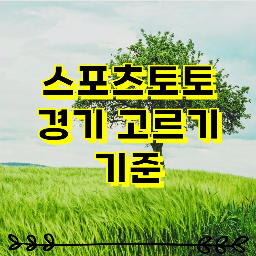 스포츠토토 경기 고르기 기준