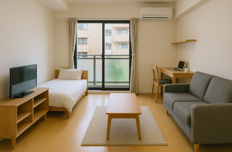 일본에서 대중적인 원룸의 모습입니다.