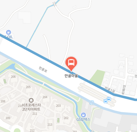 안골마을에서 인천공항 리무진 공항버스(6600번) 지도 위치