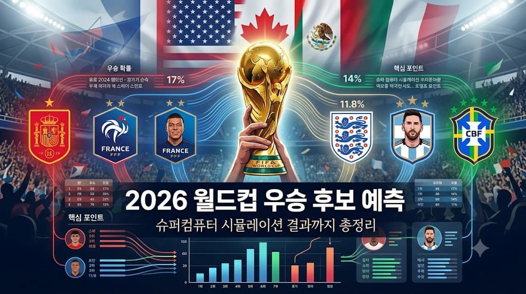 2026 월드컵 슈퍼컴퓨터 우승 확률 예측 스페인 프랑스 아르헨티나 한국 순위