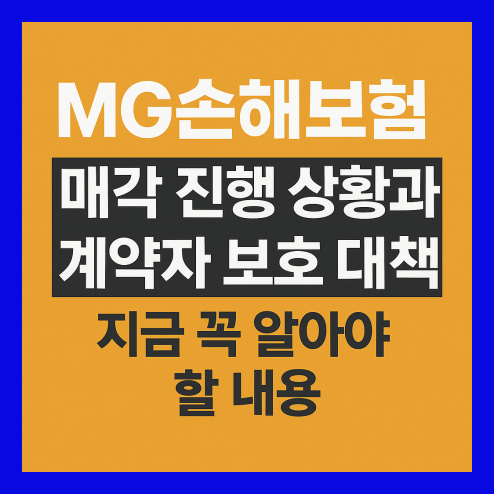 MG손해보험 매각, 보험금 및 계약자 보호 대책 정리