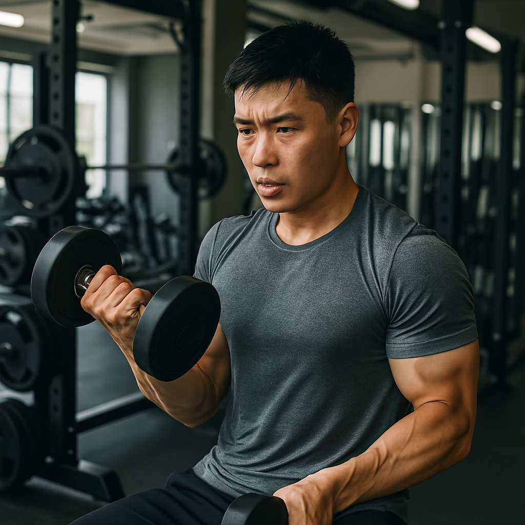 남성이 운동하고 있는 모습 : 운동 전후 크레아틴 섭취 효과 비교