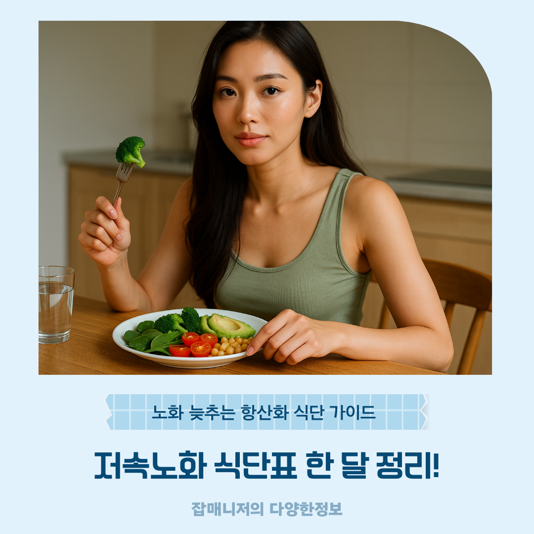 저속노화 식단표 한 달 정리! 노화 늦추는 항산화 식단 가이드