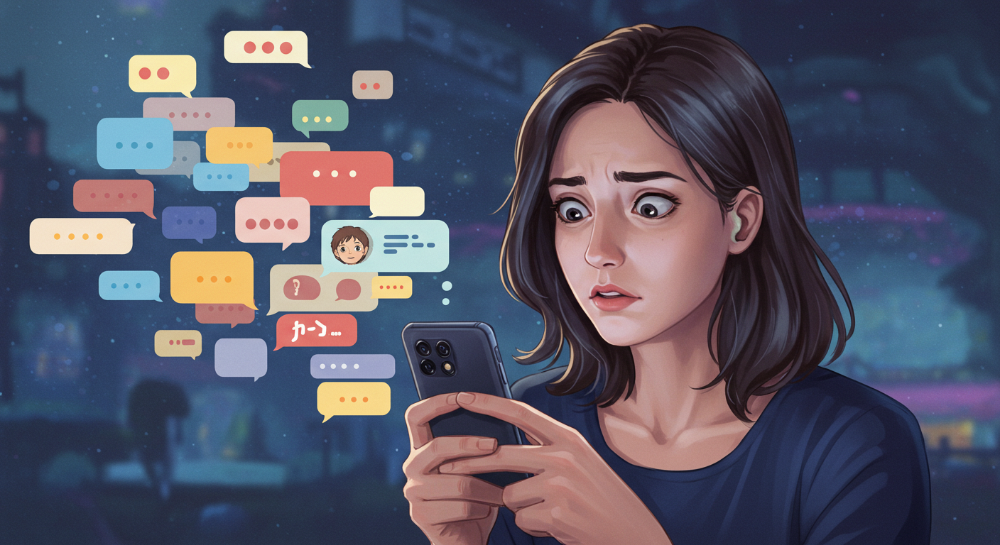 카카오톡 화면이 갑자기 달라져 혼란스러운 표정