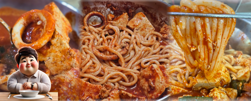 두부오징어-두루치기-양념에-비빈-우동사리