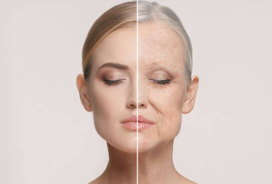 왼쪽 젊은여성 오른쪽얼굴 노인여성 사진