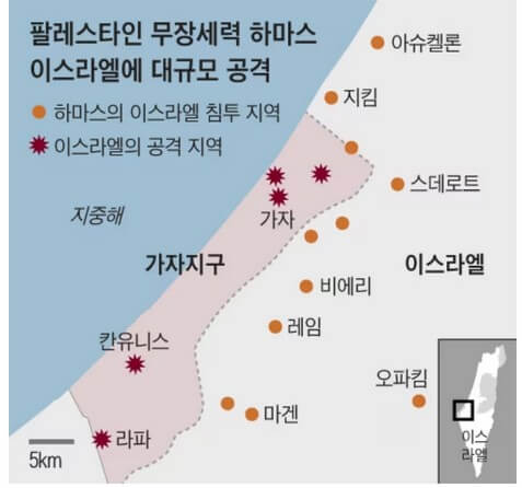 팔레스타인 이스라엘에 대규모 공격